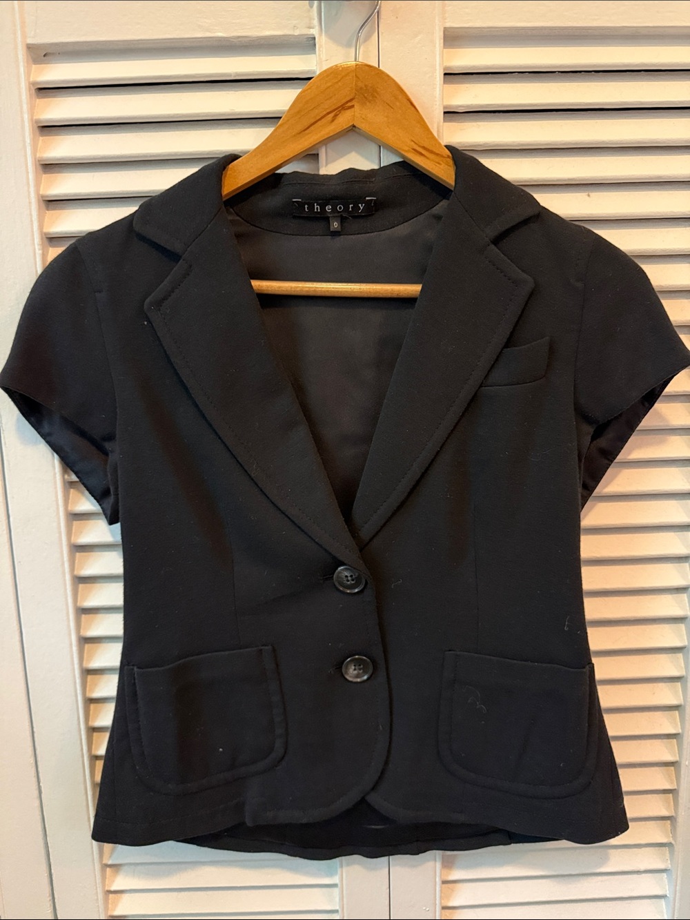 Theory Black Short-Sleeve Tailored Blazer